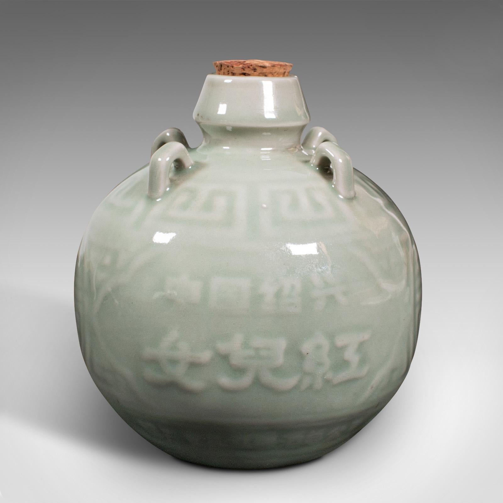 Antique Spirit Pot, Chinese, Celadon Ceramic, Gourd, Pouring Jug, Victorian For Sale 1
