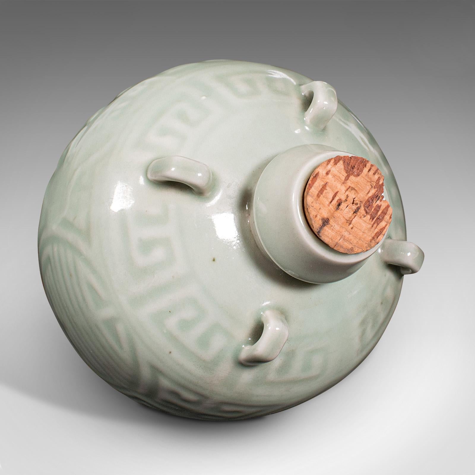Antique Spirit Pot, Chinese, Celadon Ceramic, Gourd, Pouring Jug, Victorian For Sale 3