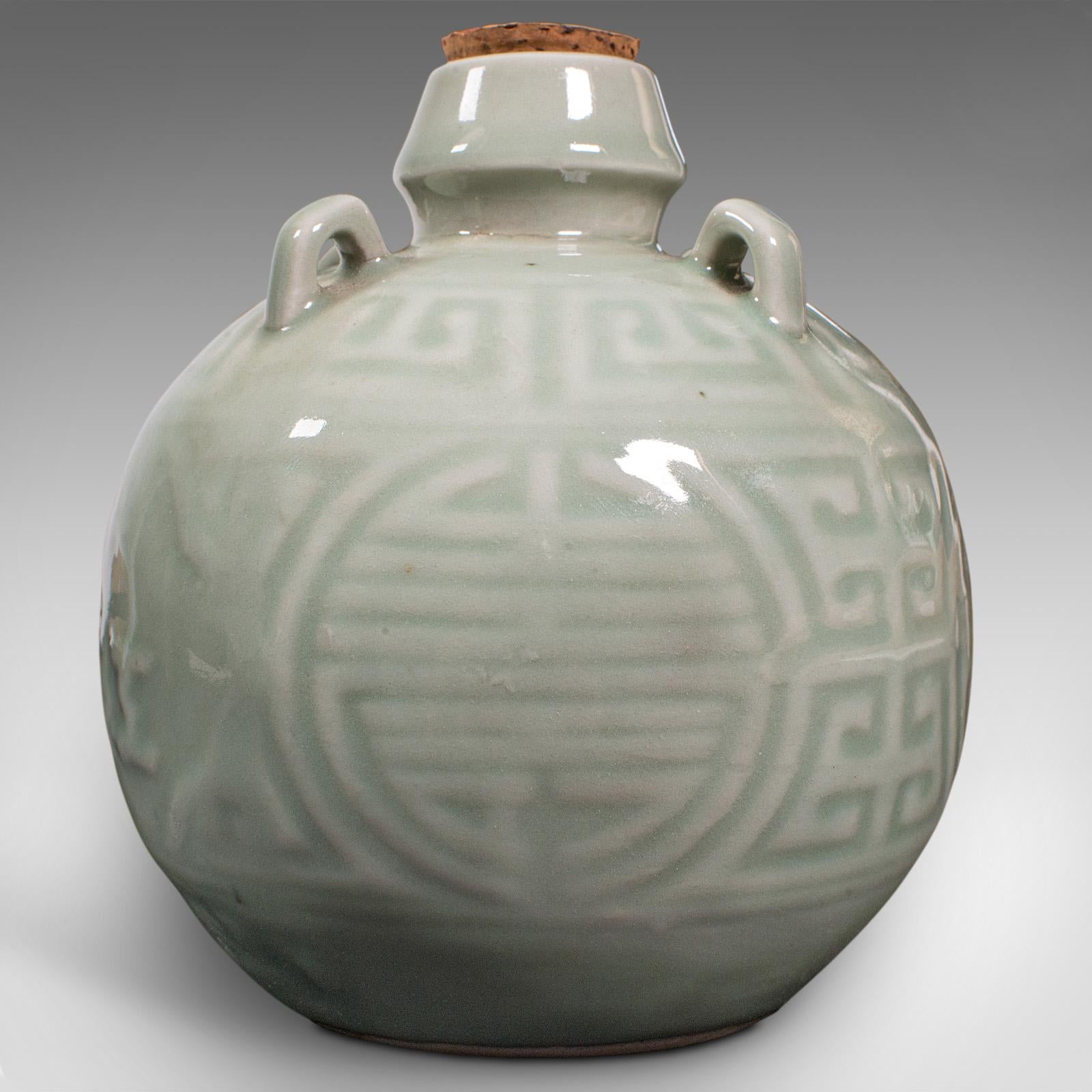 Antique Spirit Pot, Chinese, Celadon Ceramic, Gourd, Pouring Jug, Victorian For Sale 4