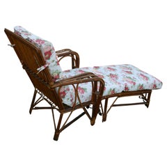 Antica chaise longue in canna spaccata, anni '30