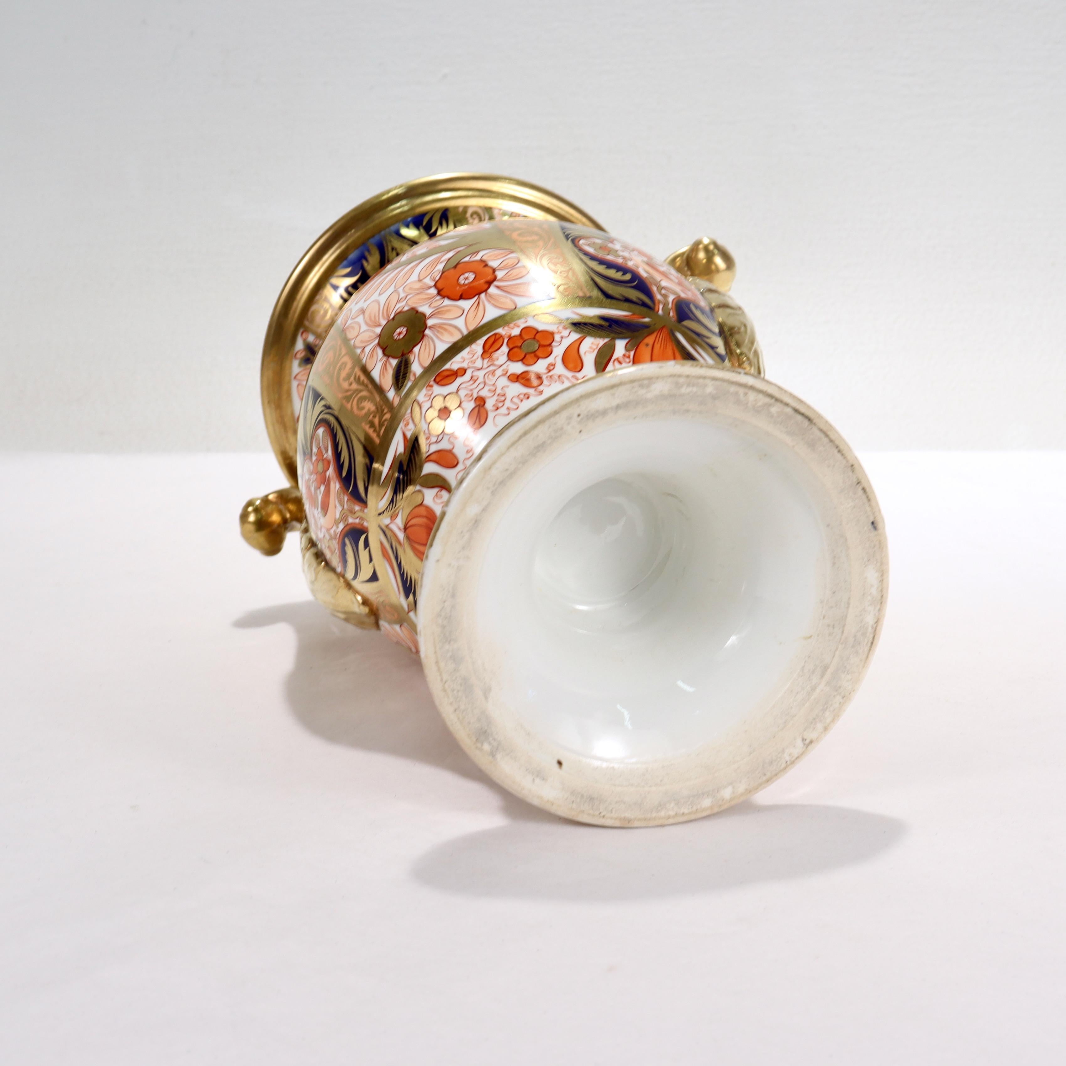 Early 19th Century Antique Spode Imari Porcelain Twin Handled Vase Pattern No. 1409, 1820s