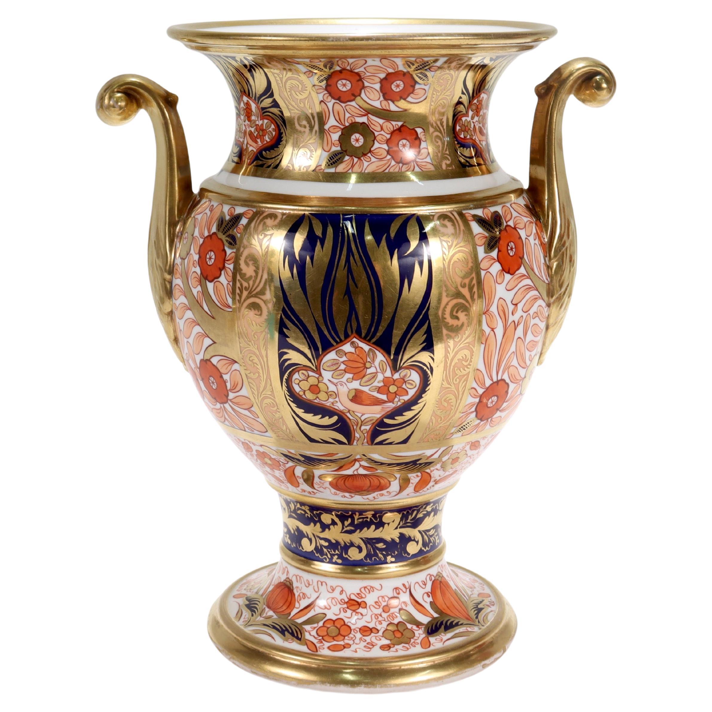 Antique Spode Imari Porcelain Twin Handled Vase Pattern No. 1409, 1820s