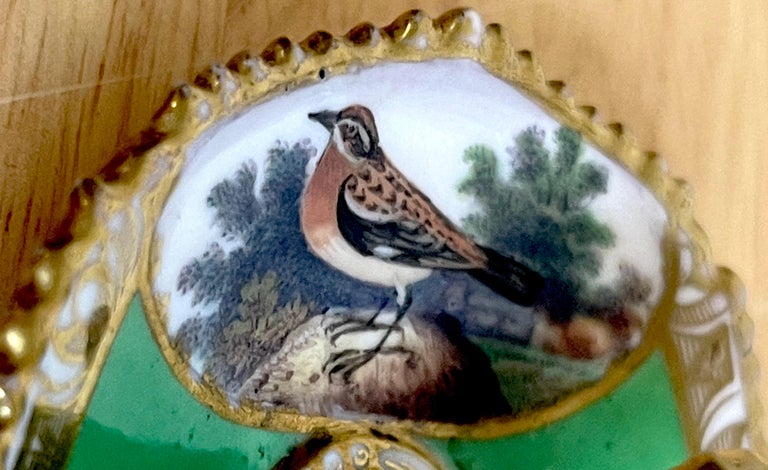 English Antique Spode Ornithological Miniature Chamberstick For Sale