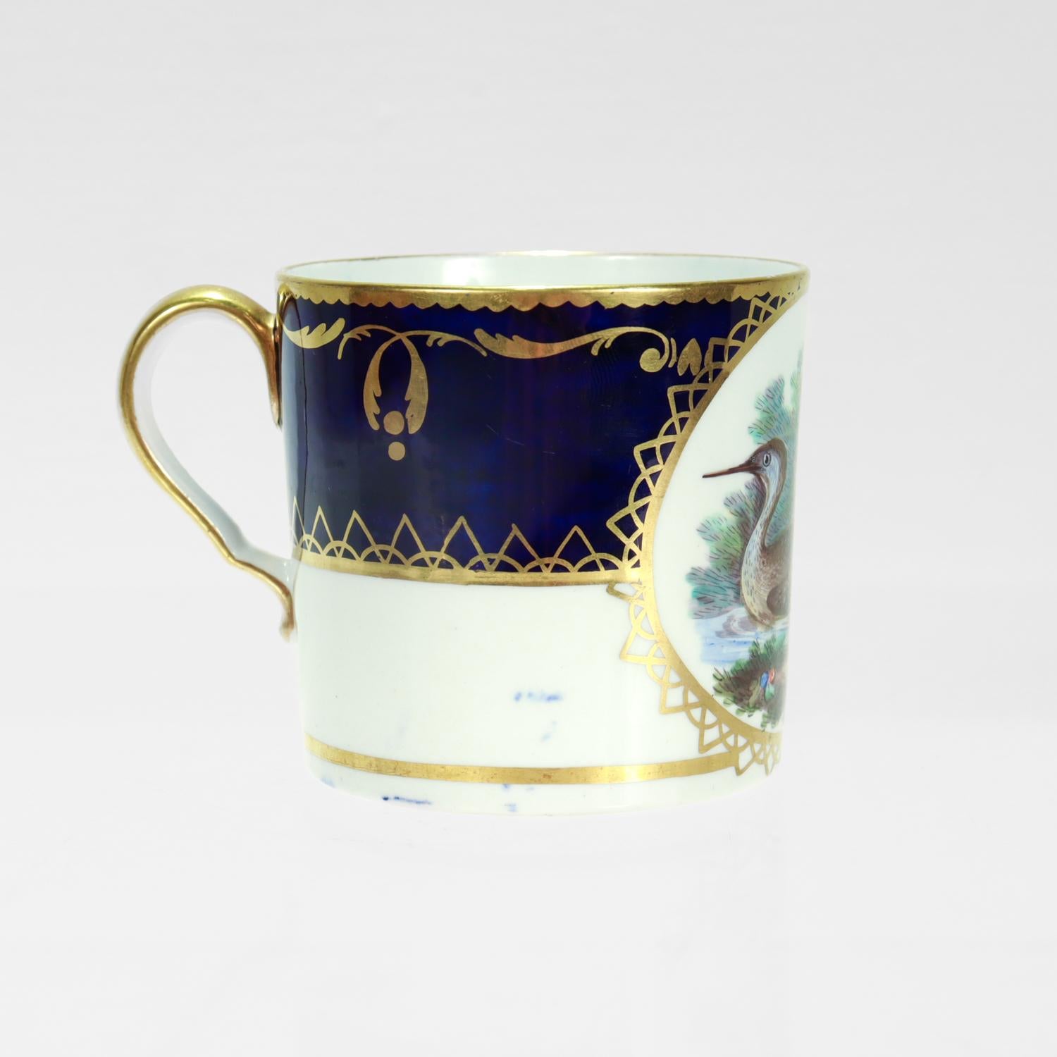 Taza y Plato Antiguos de Porcelana Spode Pintados a Mano Pato Ornitológico en venta 4