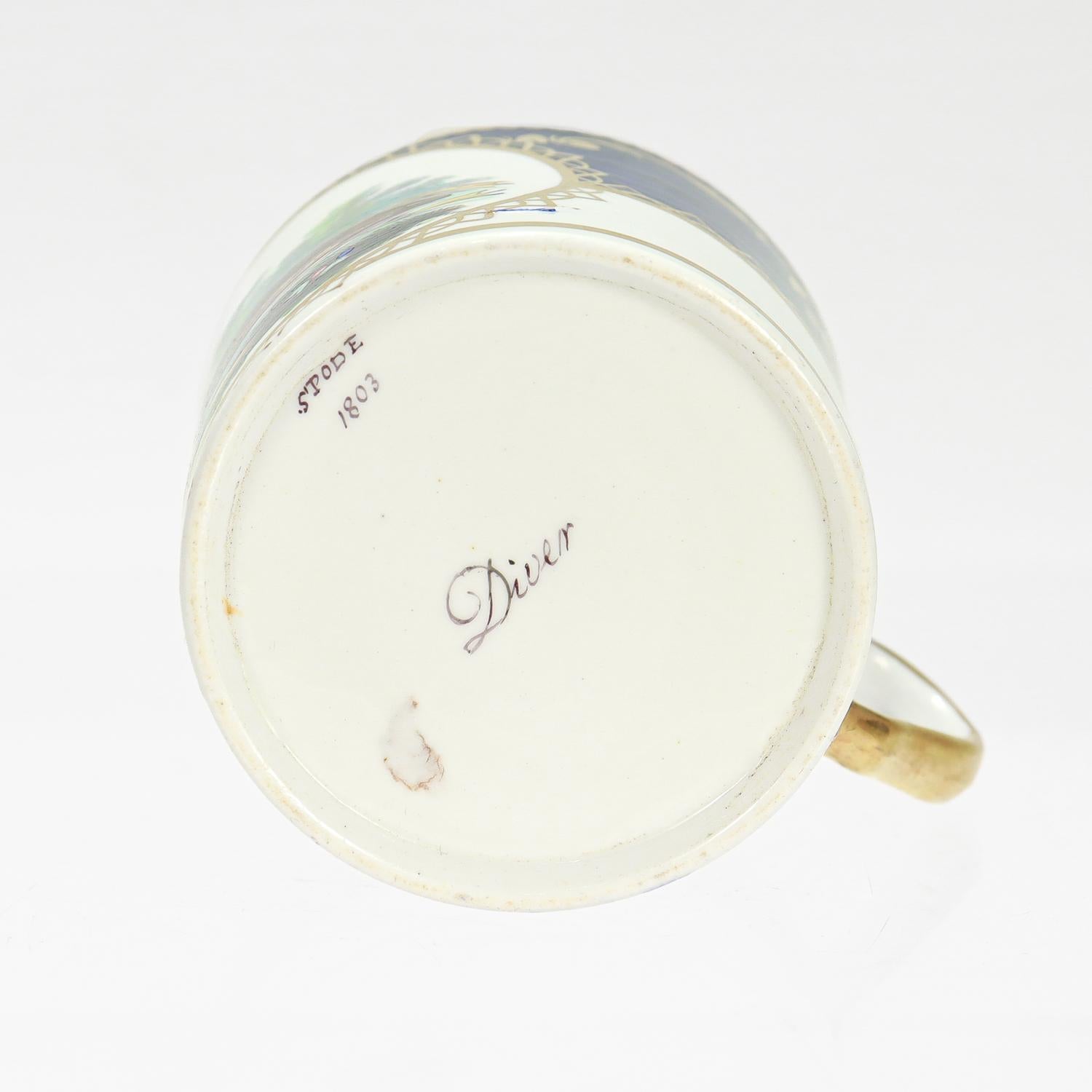 Taza y Plato Antiguos de Porcelana Spode Pintados a Mano Pato Ornitológico en venta 6