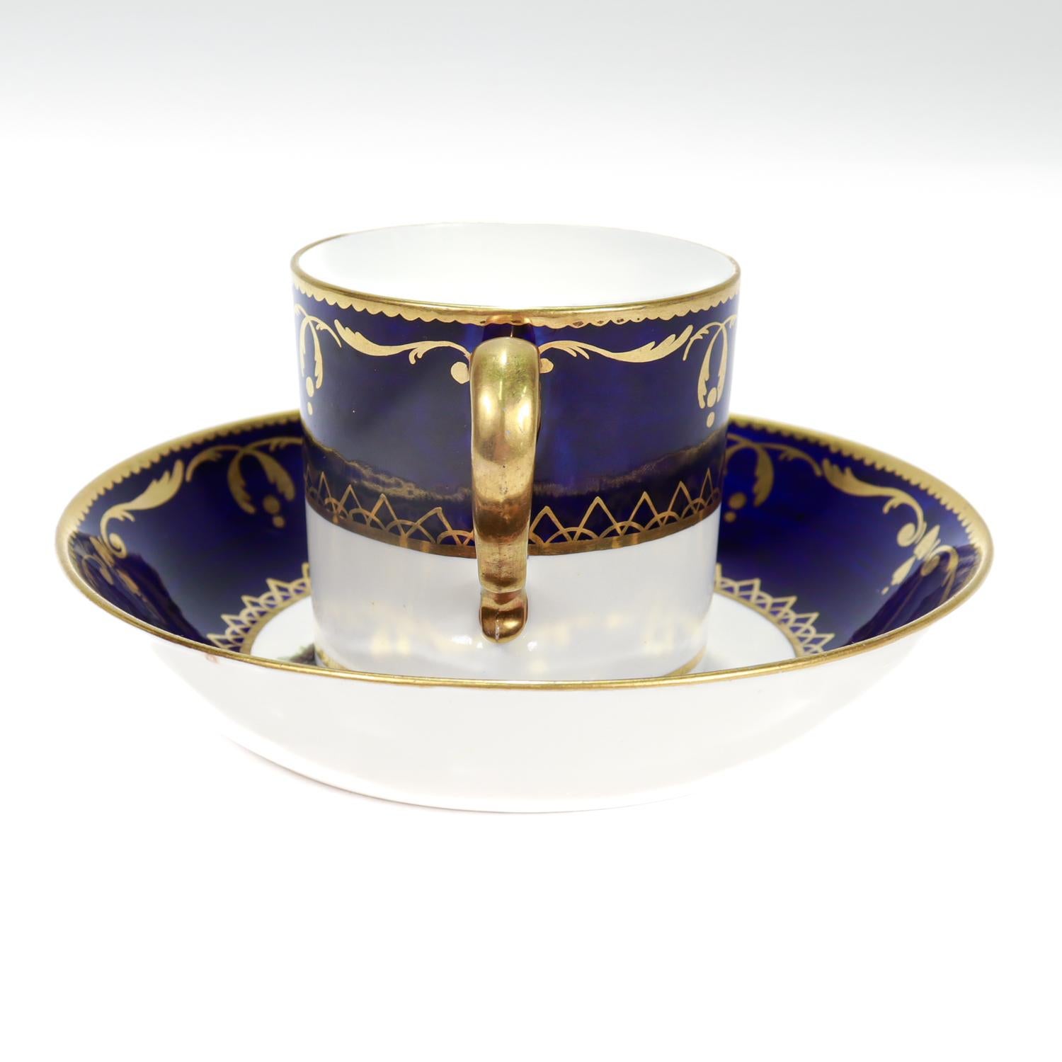Taza y Plato Antiguos de Porcelana Spode Pintados a Mano Pato Ornitológico Pintado a mano en venta