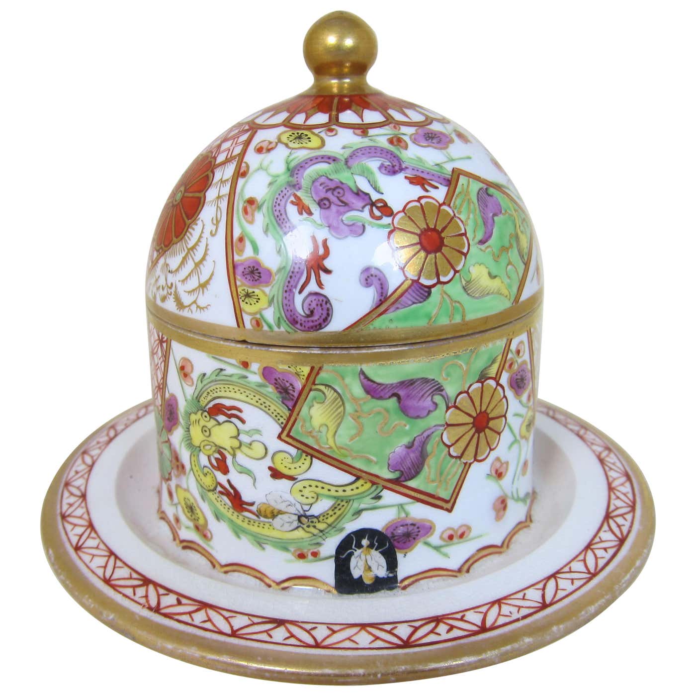 Antique Spode Porcelain Pattern 287 Honey Pot and Lid For Sale at 1stDibs