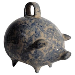 Antique Sponge Ware Piggy Bank