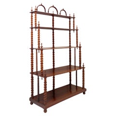 Antique Spool-Style Bookcase, Turned Wood, Rustic Charm, 20th Century