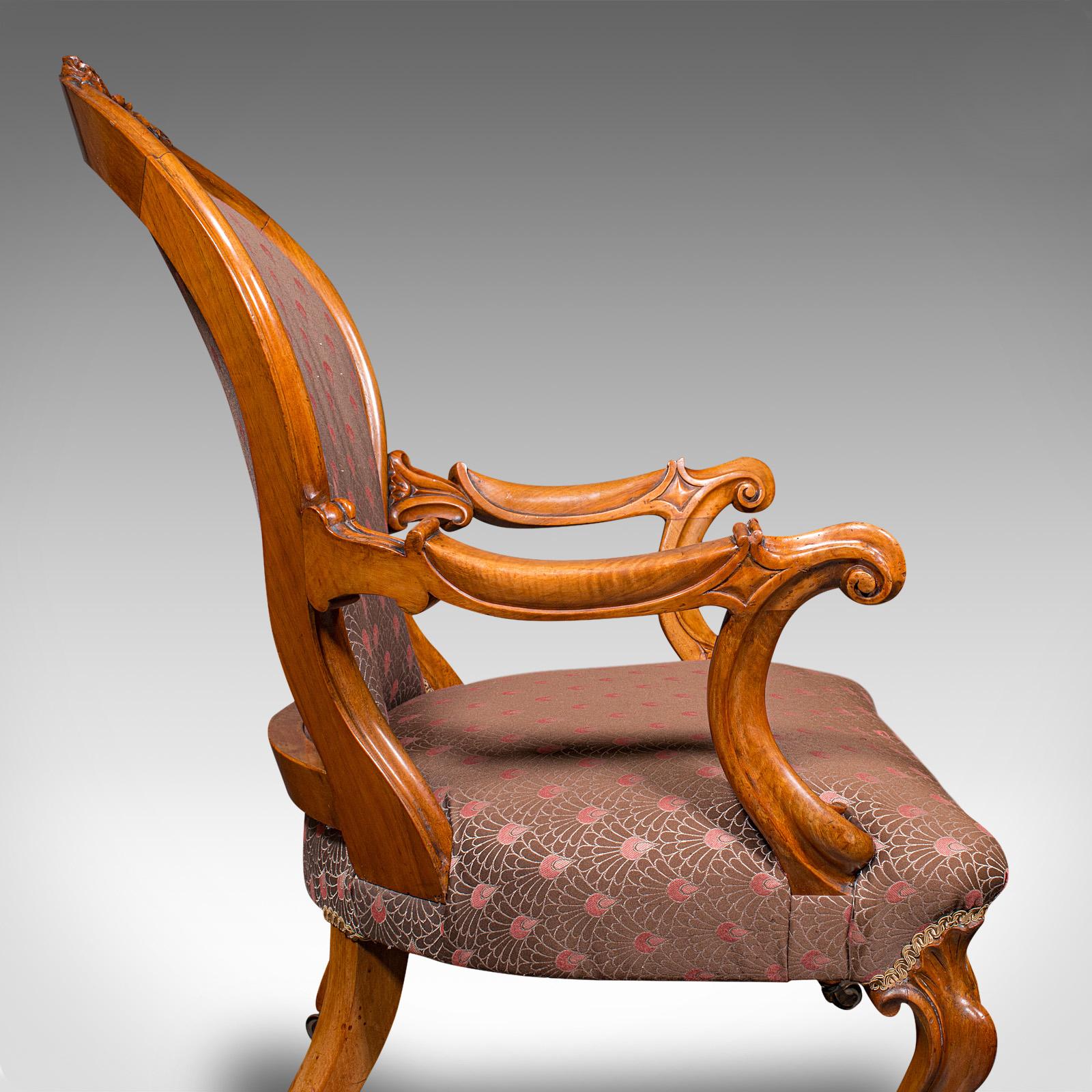 Silla antigua con respaldo de cuchara, inglesa, nogal, sillón, principios de la época victoriana, 1840 en venta 3