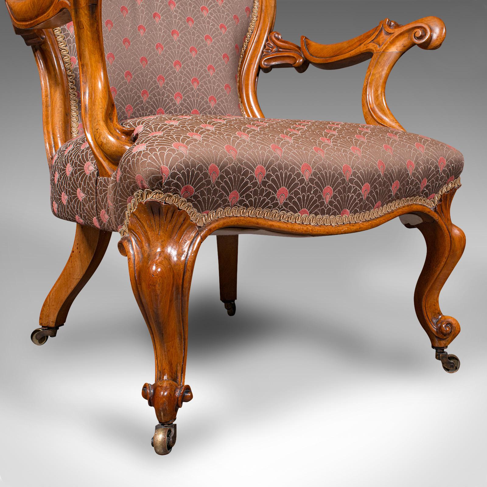 Silla antigua con respaldo de cuchara, inglesa, nogal, sillón, principios de la época victoriana, 1840 en venta 4
