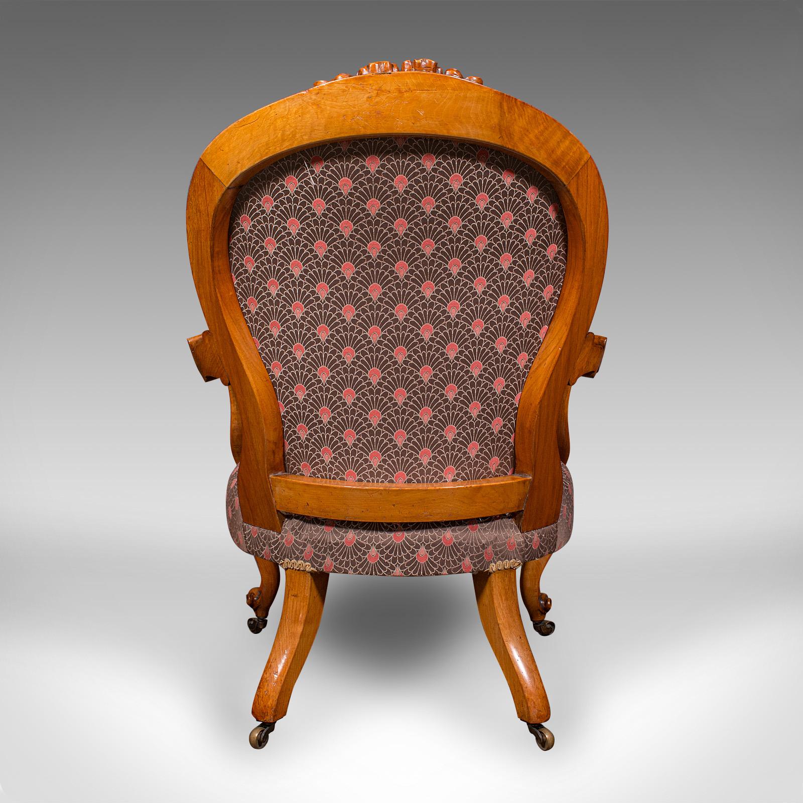 Silla antigua con respaldo de cuchara, inglesa, nogal, sillón, principios de la época victoriana, 1840 Británico en venta