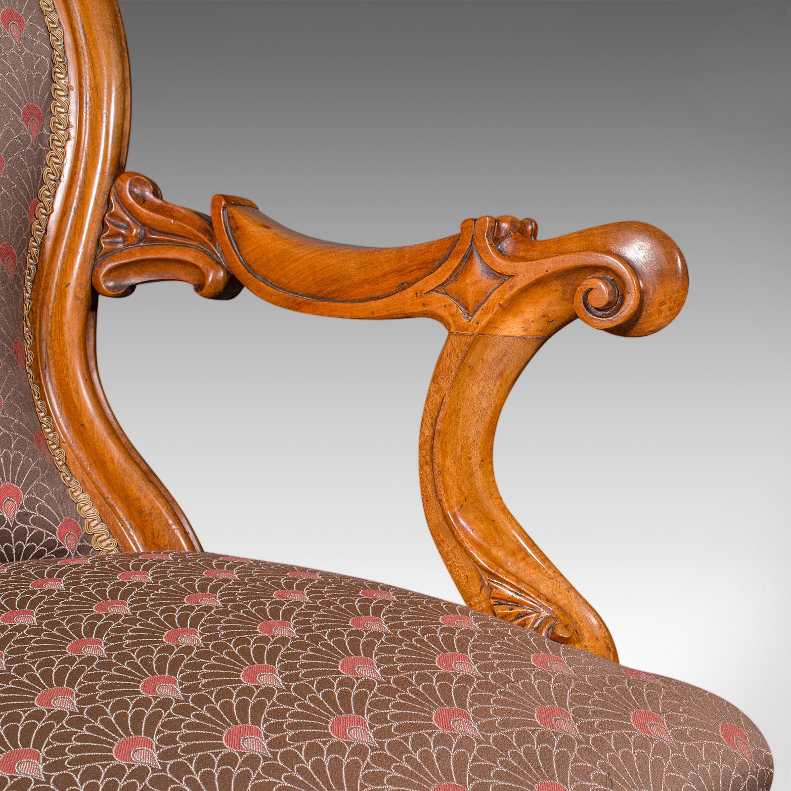 Silla antigua con respaldo de cuchara, inglesa, nogal, sillón, principios de la época victoriana, 1840 en venta 2