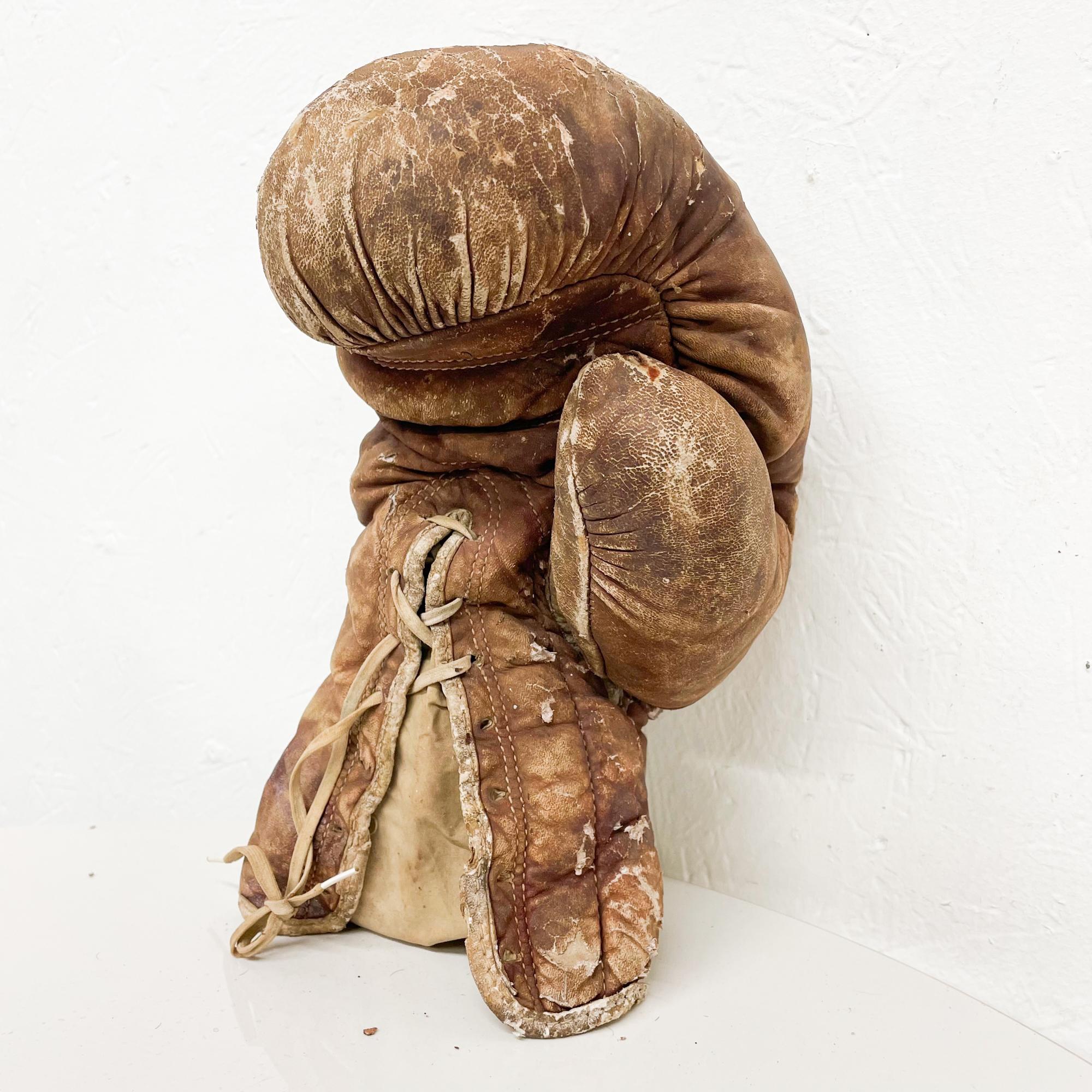 Mid-20th Century Antique Sport Distressed Brown Leather Boxing Glove Goldsmith Cincinnati Ohio