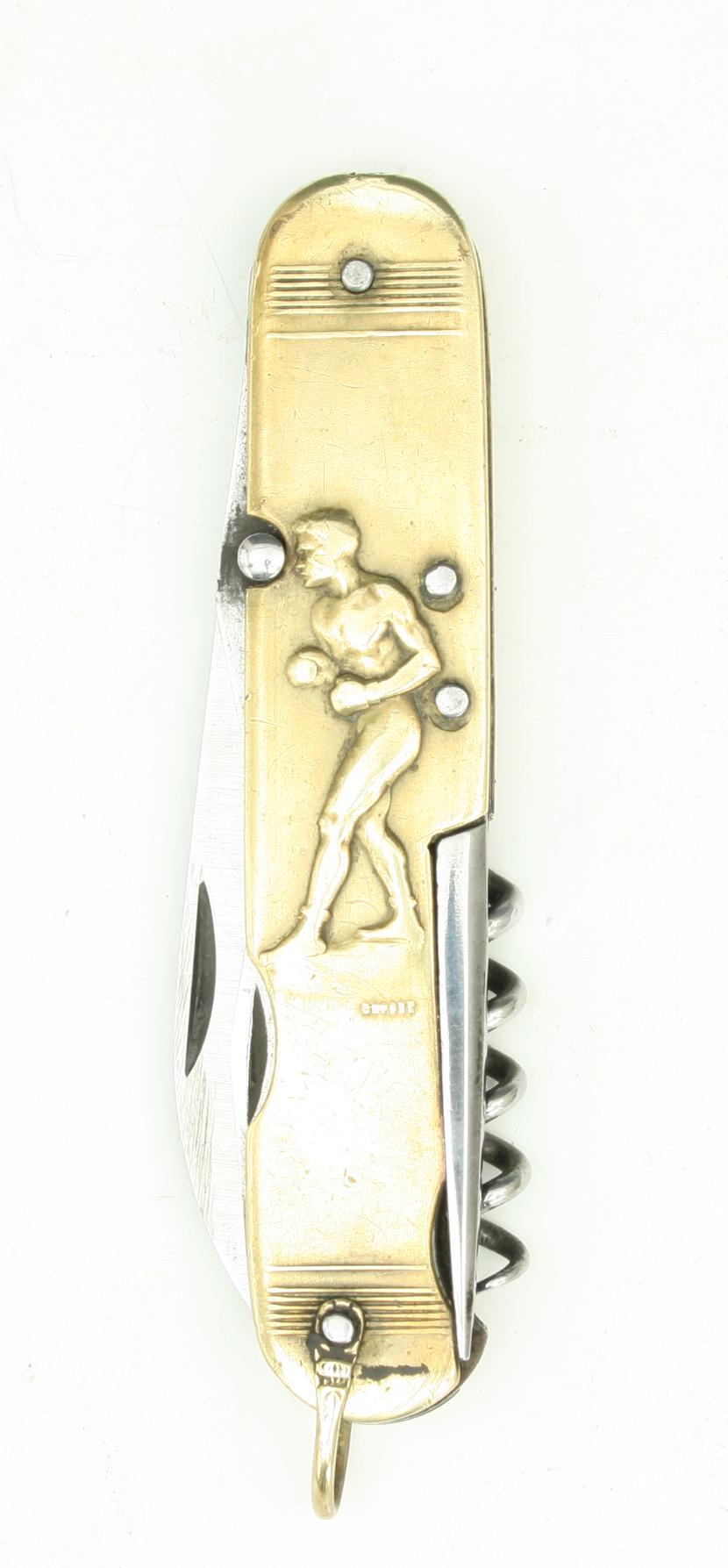 Mid-20th Century Antique Sporting Pen Knife, Boxing, Tennis, 1930s