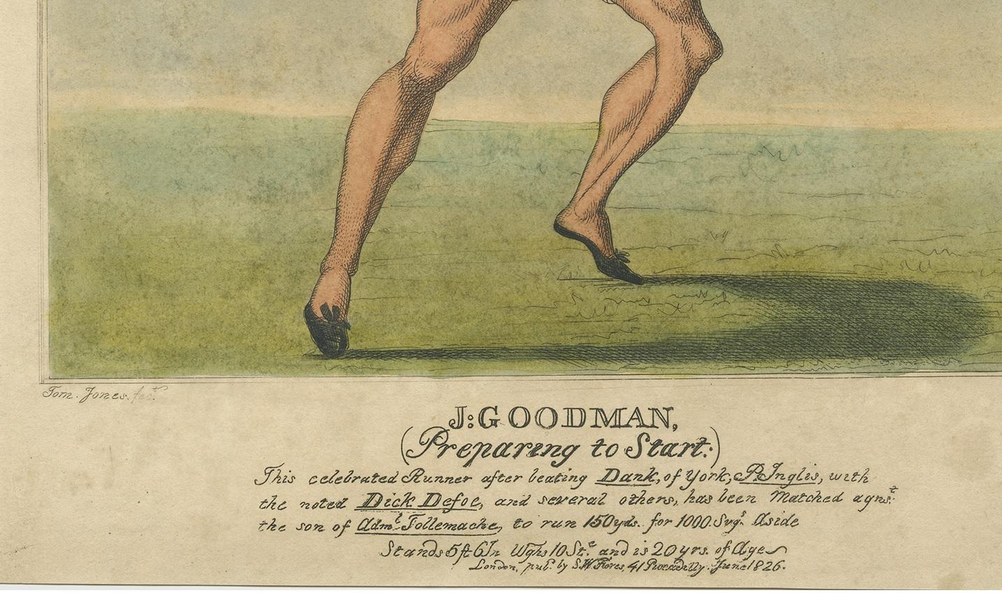 XIXe siècle Impression sportive ancienne de J. Goodman « Runner » par S.W. Fores, 1826 en vente