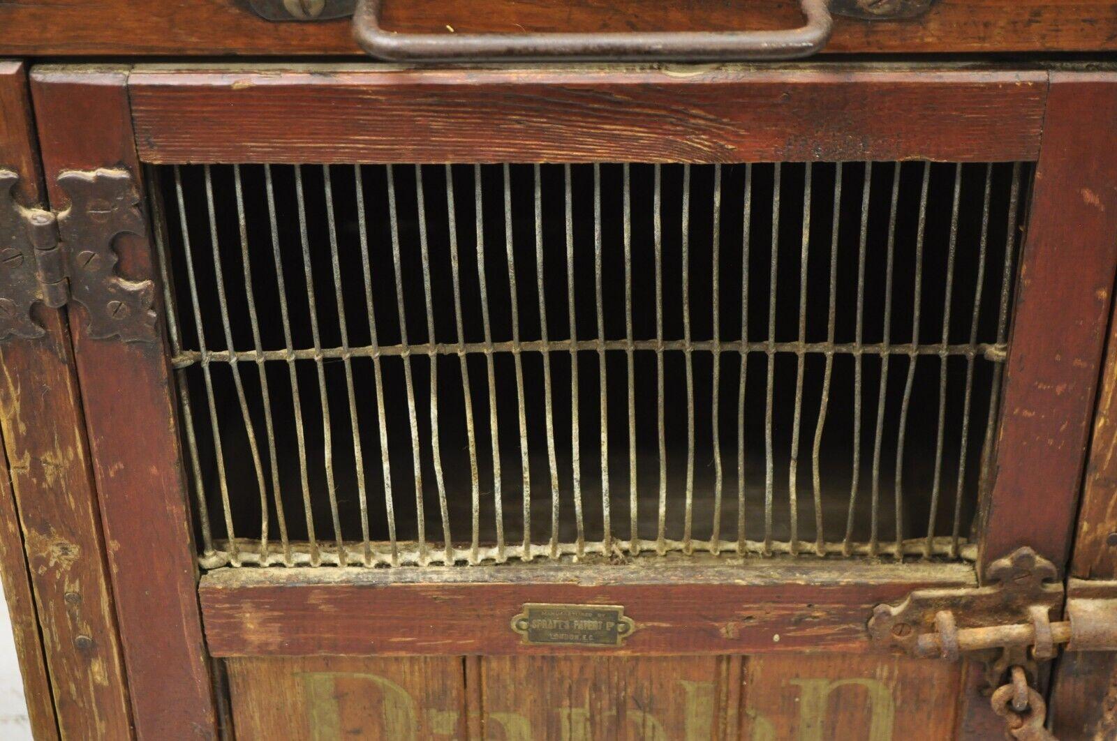 Antique Spratt's Patent London Wooden Victorian Pet Carrier Cage Crate 