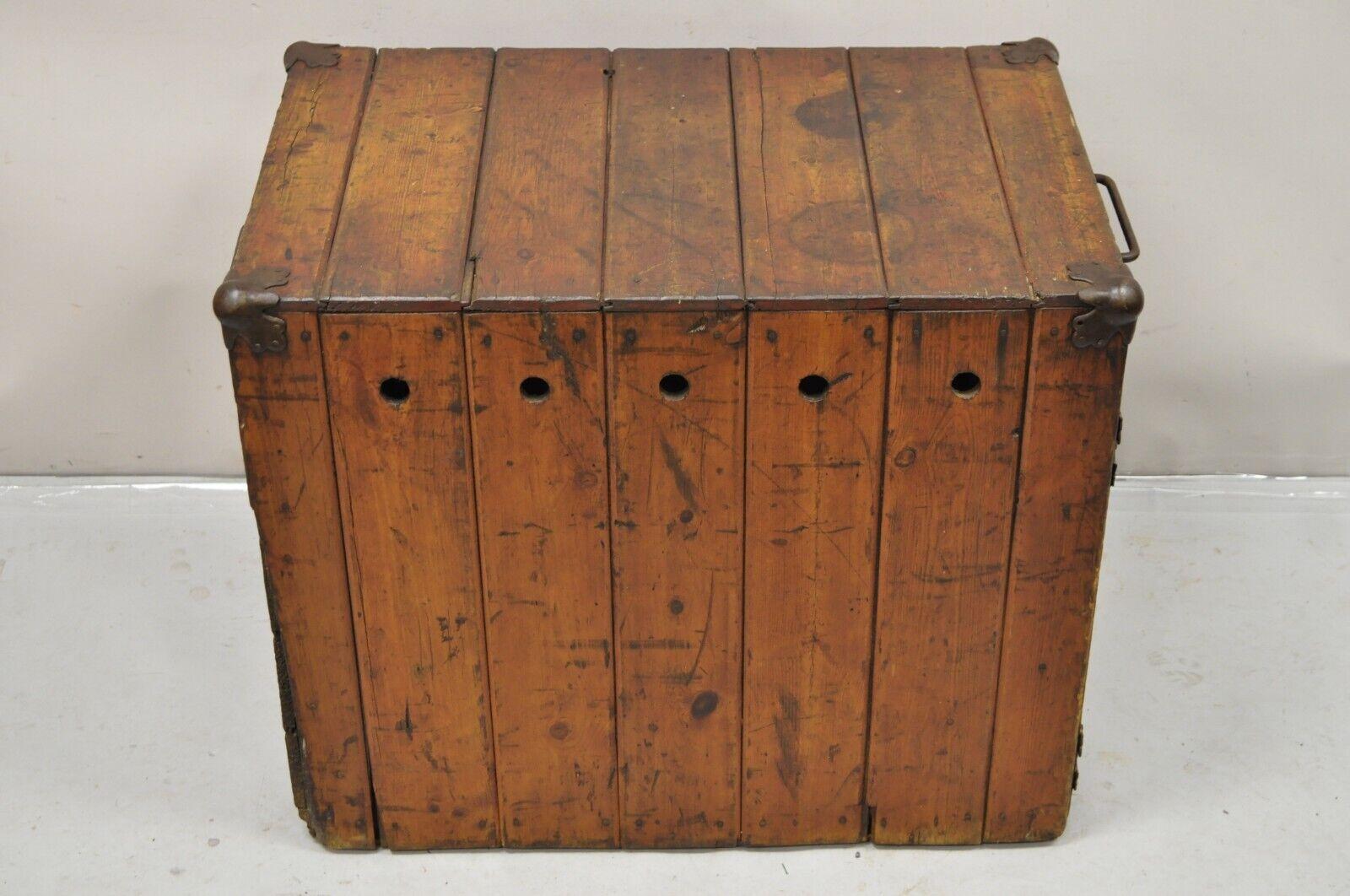 Antique Spratt's Patent London Wooden Victorian Pet Carrier Cage Crate 