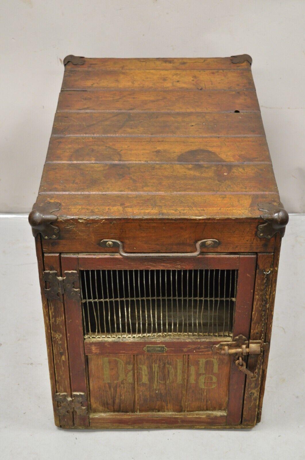 Early 20th Century Antique Spratt's Patent London Wooden Victorian Pet Carrier Cage Crate 