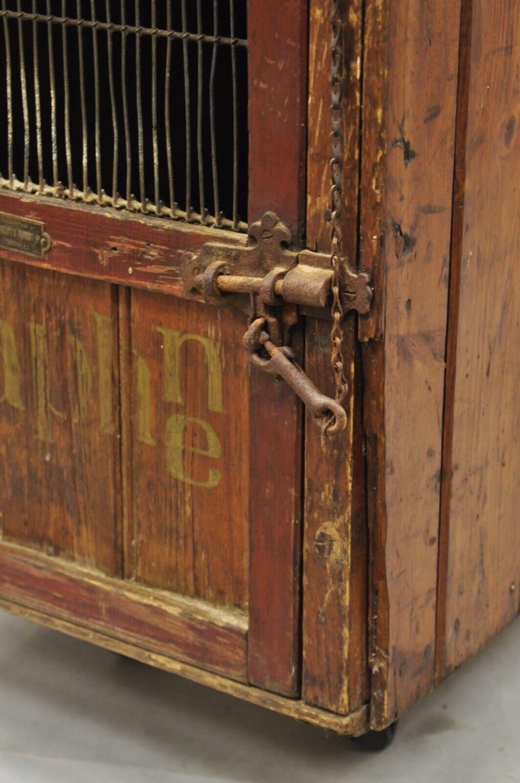 Metal Antique Spratt's Patent London Wooden Victorian Pet Carrier Cage Crate 