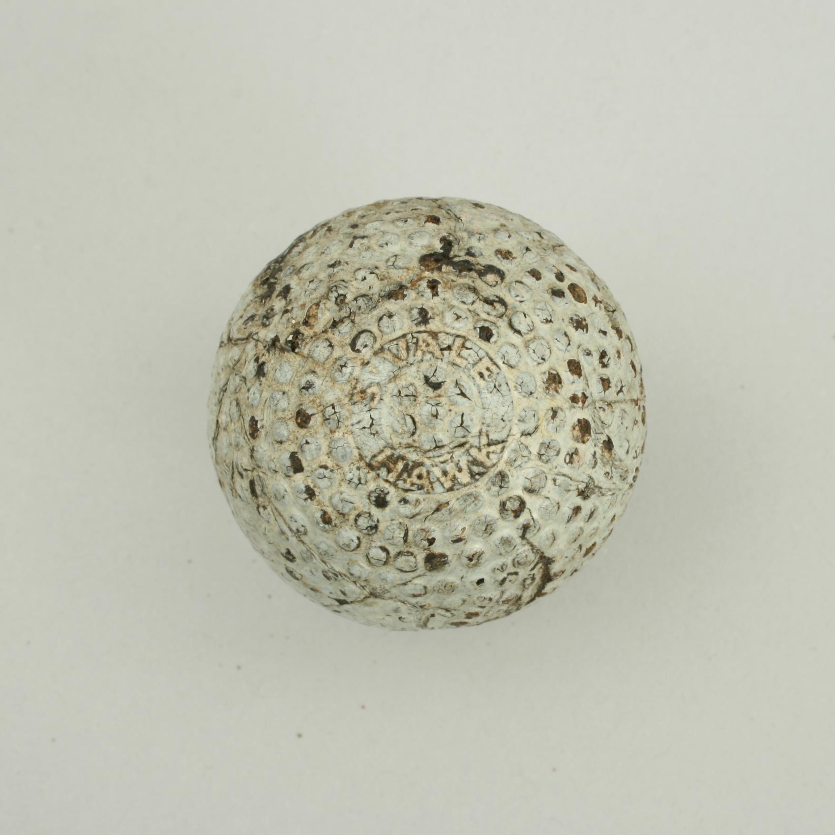British Antique Springvale Hawk Golf Ball, Bramble Pattern.