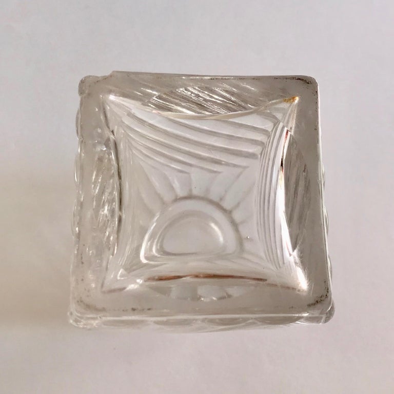 Antique Square Base Crystal Bamboo Swirl Perfume Bottles by Baccarat For Sale 5