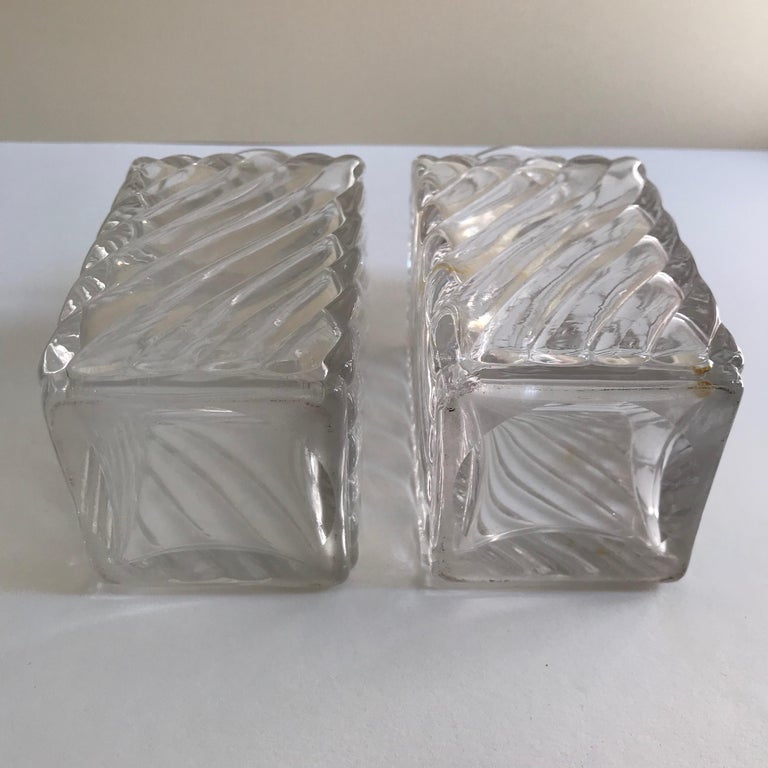 Antique Square Base Crystal Bamboo Swirl Perfume Bottles by Baccarat For Sale 3
