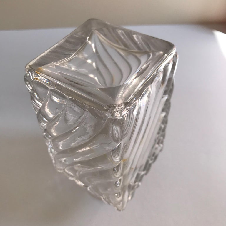 Antique Square Base Crystal Bamboo Swirl Perfume Bottles by Baccarat For Sale 4