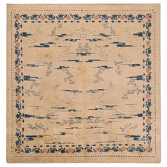 Antique Square Chinese Rug. Size: 9 ft 2 in x 9 ft 4 in