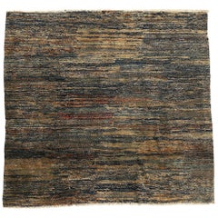Antique Square Chinese Rug with Abstract Design
