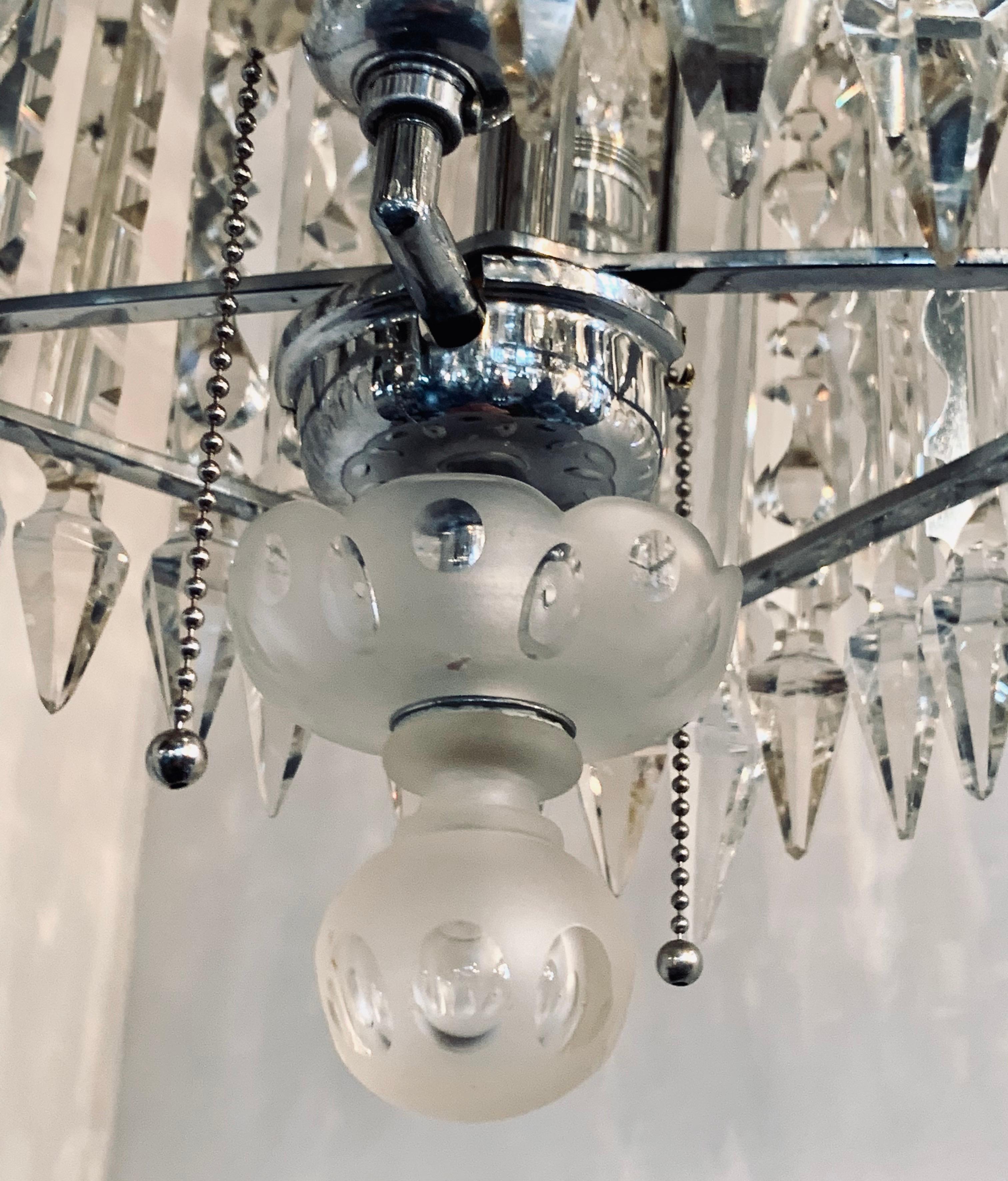 Metal Antique Square Crystal Chandelier with Frosted Glass Spires