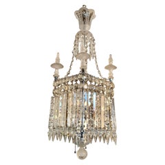Antique Square Crystal Chandelier with Frosted Glass Spires