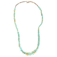 Antique Square Cut Turquoise Necklace Native American Indian Heishi Beads Rare
