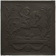 Antique Square Fireback Showing Napoleon