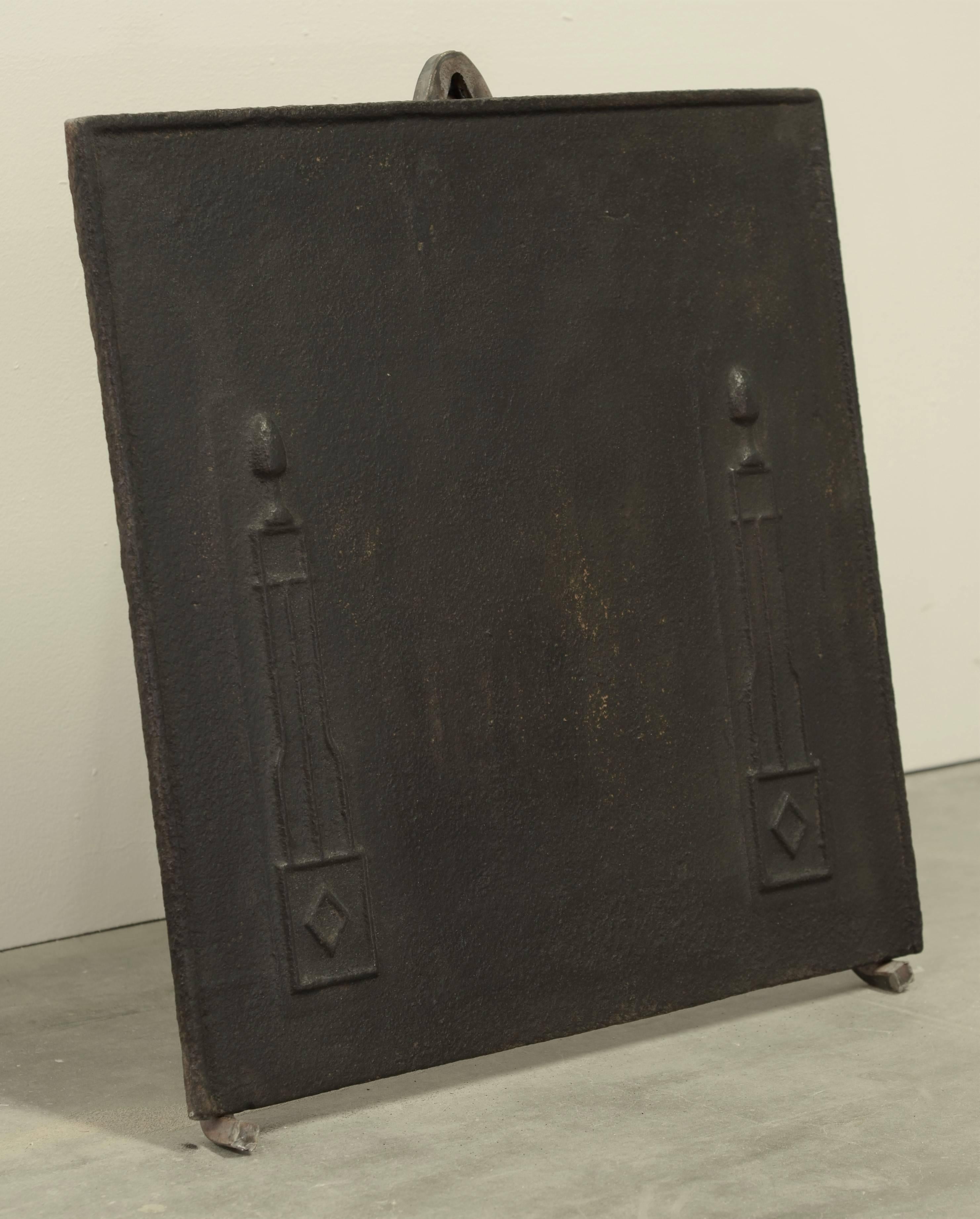 French Antique Square Fireback with Pillars, 19th Century