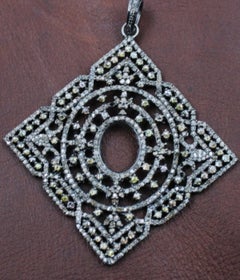 Antique Square Geometrical Handmade Pendant Diamond Pendant 925 Silver Jewelry.