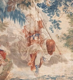 Antique Square Late 17th C. Brussels Baroque Mythological Tapestry Mars Venus