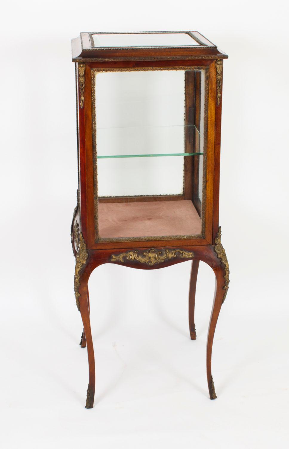 Antique Square Ormolu Mounted Vitrine Display Cabinet 19th Century For Sale 7