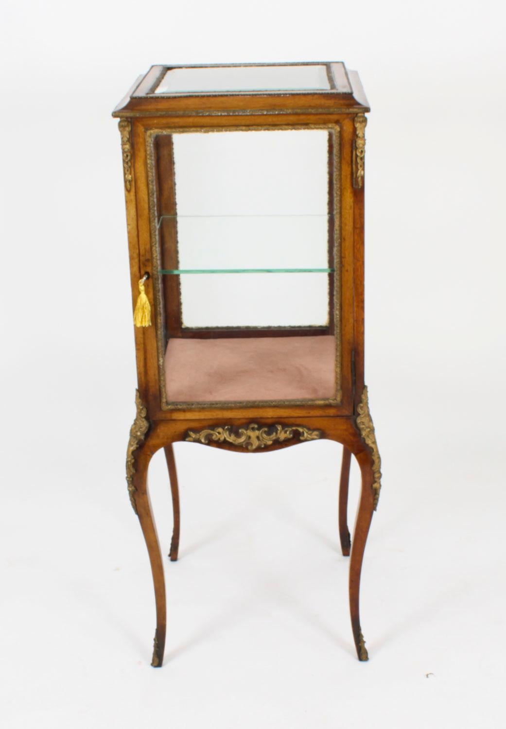Antique Square Ormolu Mounted Vitrine Display Cabinet 19th Century For Sale 8