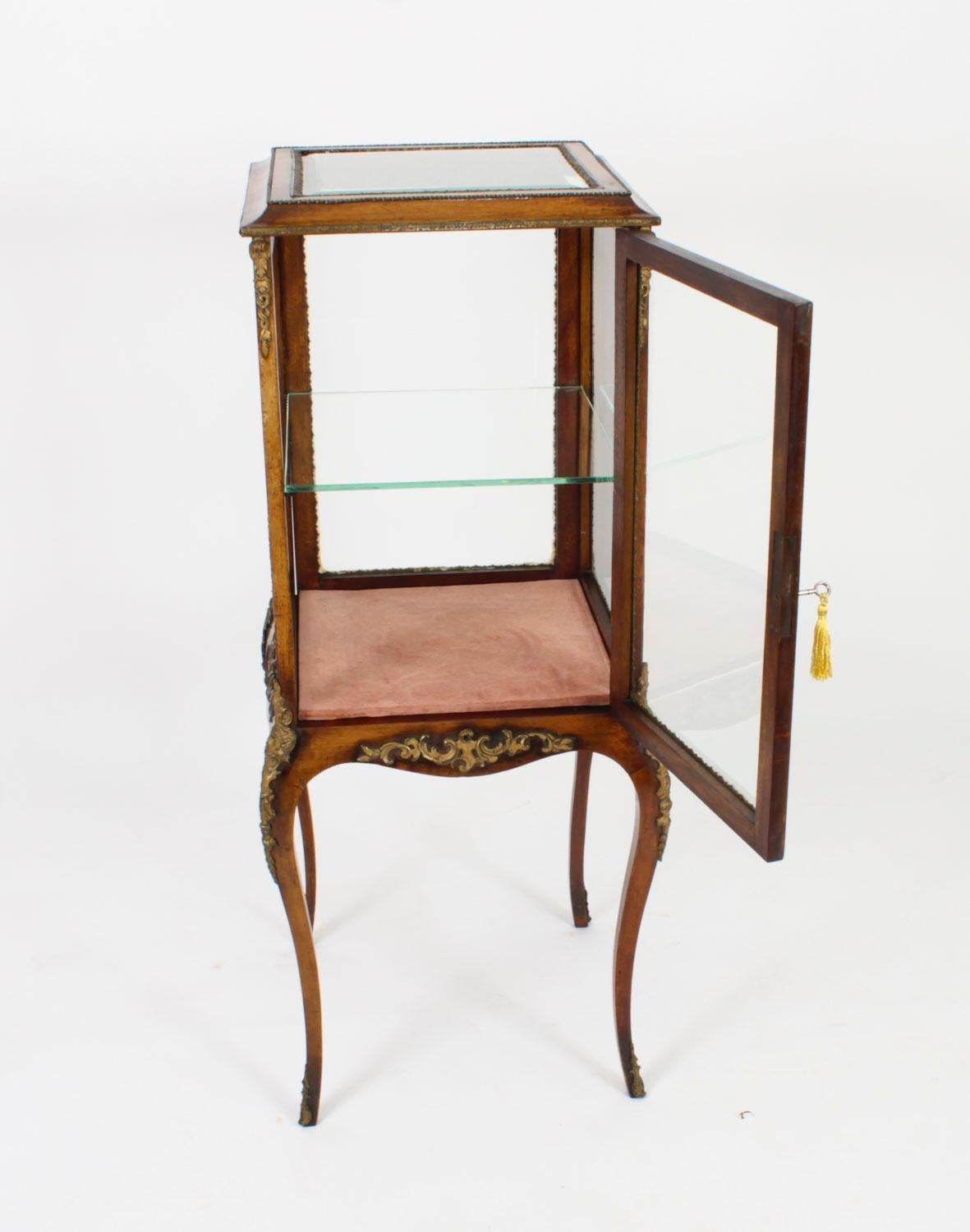 Antique Square Ormolu Mounted Vitrine Display Cabinet 19th Century For Sale 9