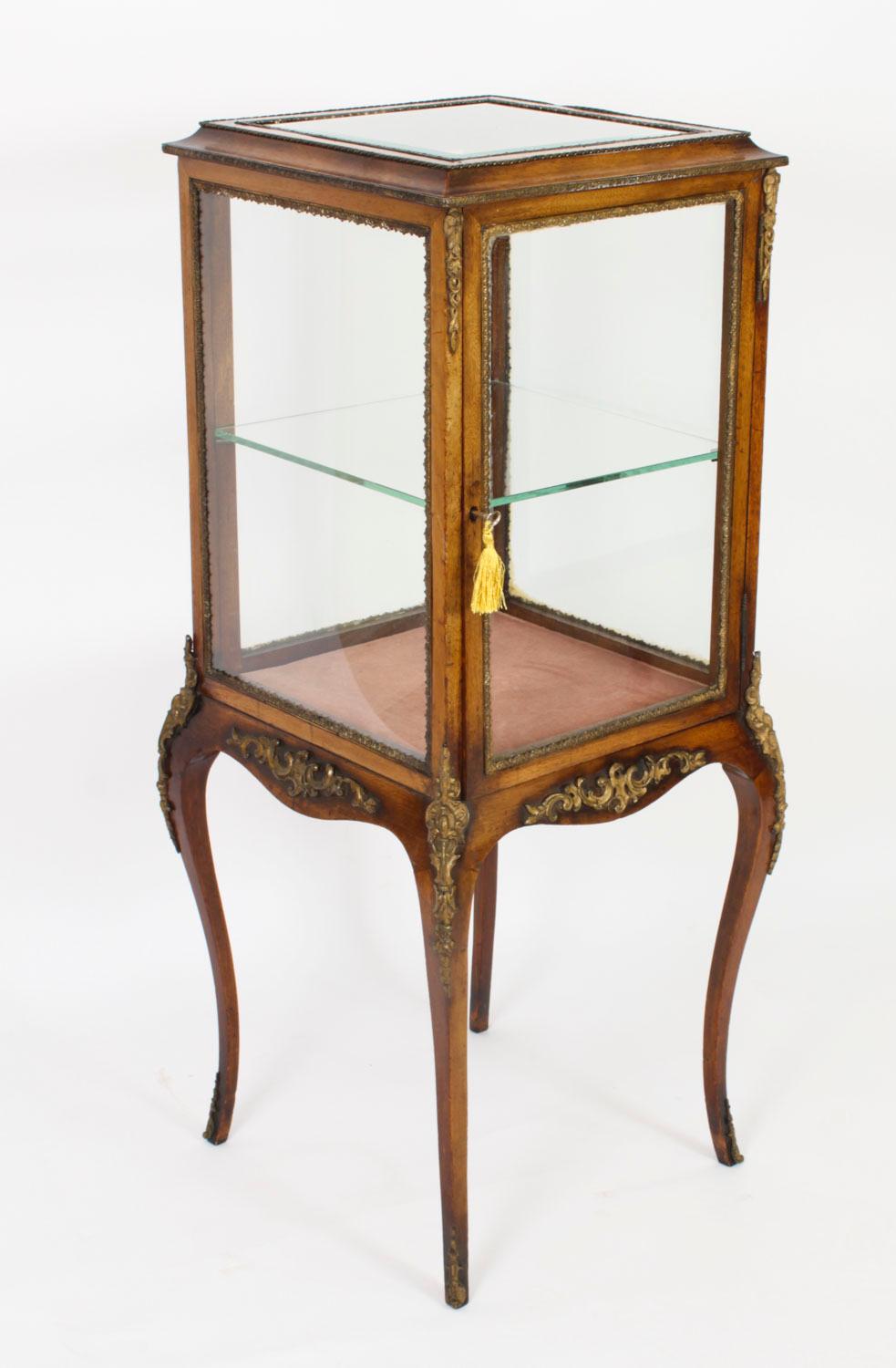 Antique Square Ormolu Mounted Vitrine Display Cabinet 19th Century For Sale 13