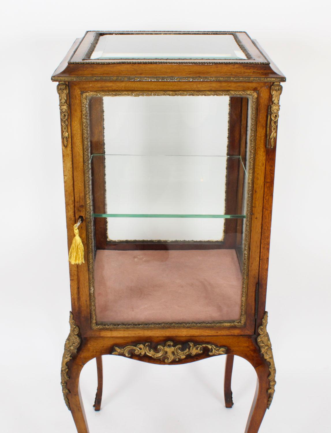 Late 19th Century Antique Square Ormolu Mounted Vitrine Display Cabinet 19th Century For Sale