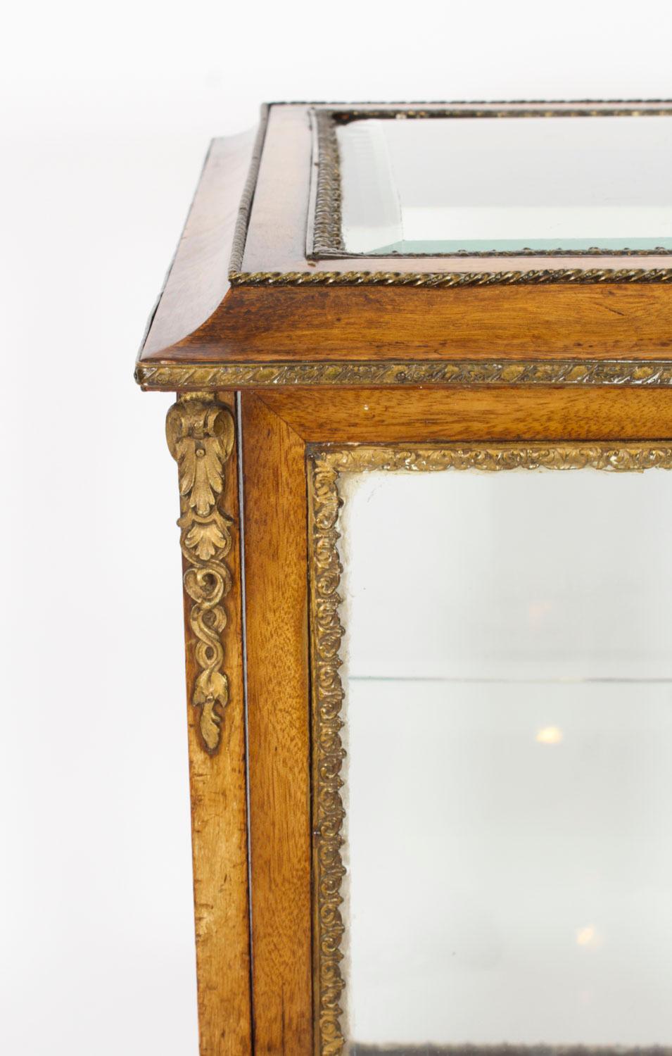 Antique Square Ormolu Mounted Vitrine Display Cabinet 19th Century For Sale 1