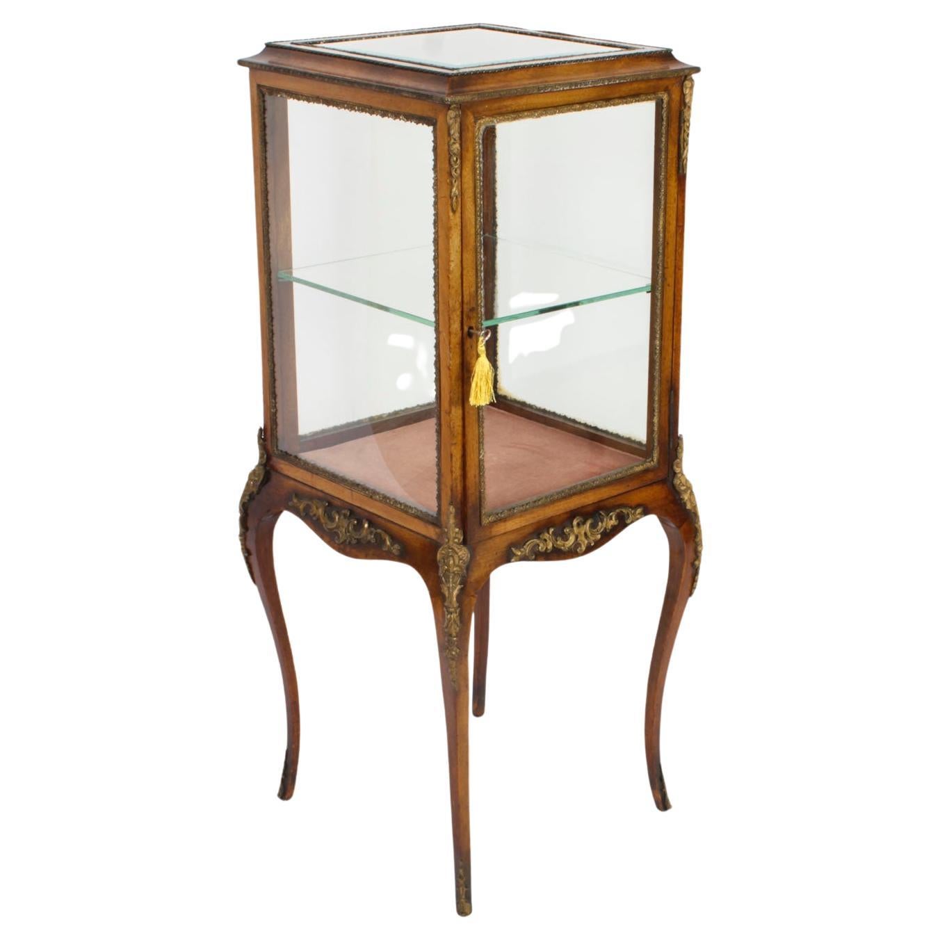 Antique Square Ormolu Mounted Vitrine Display Cabinet 19th Century