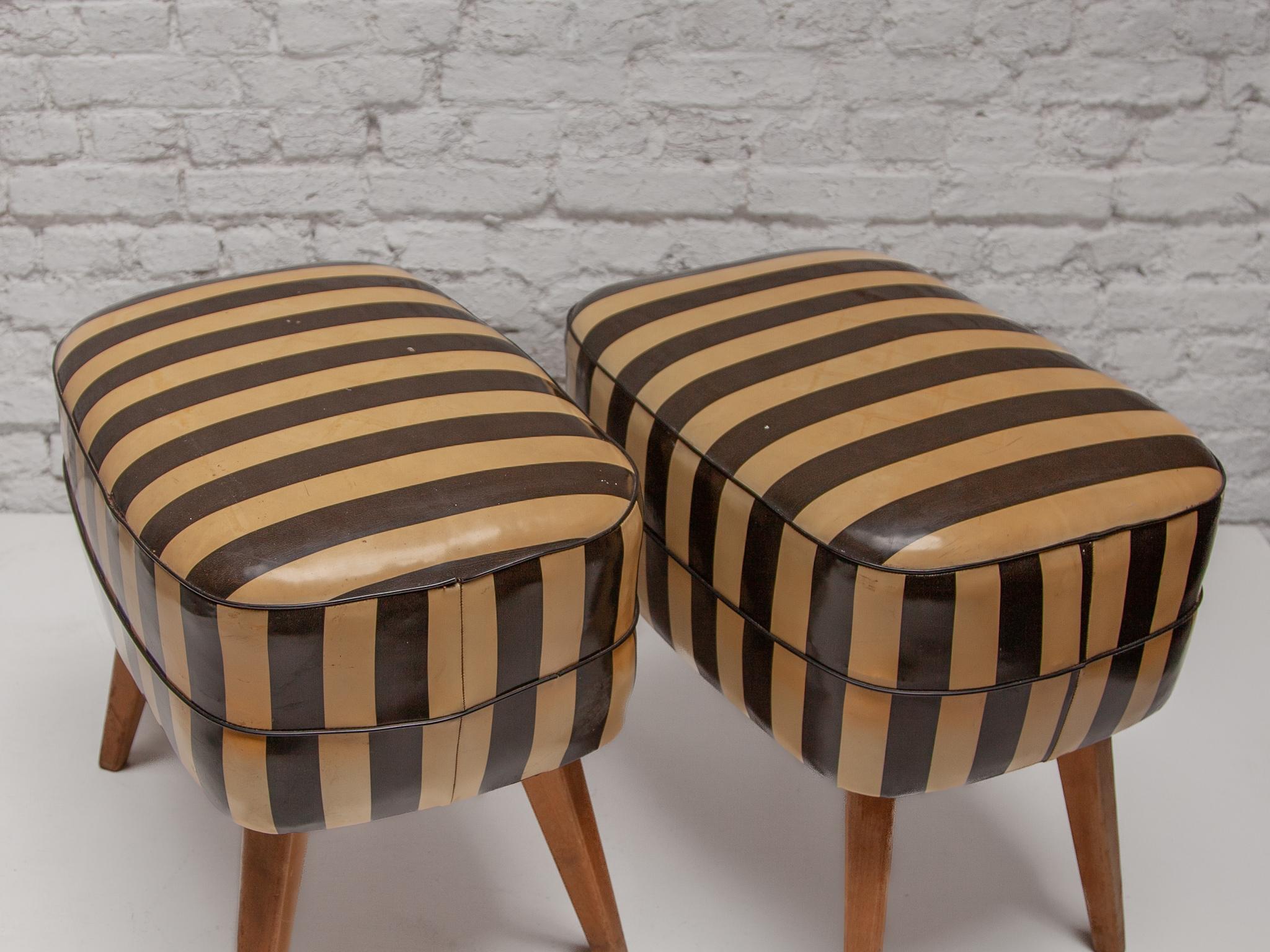 Début du 20ème siècle Pouf carré ancien, tabouret et assise noirs et blancs, France 1910 en vente