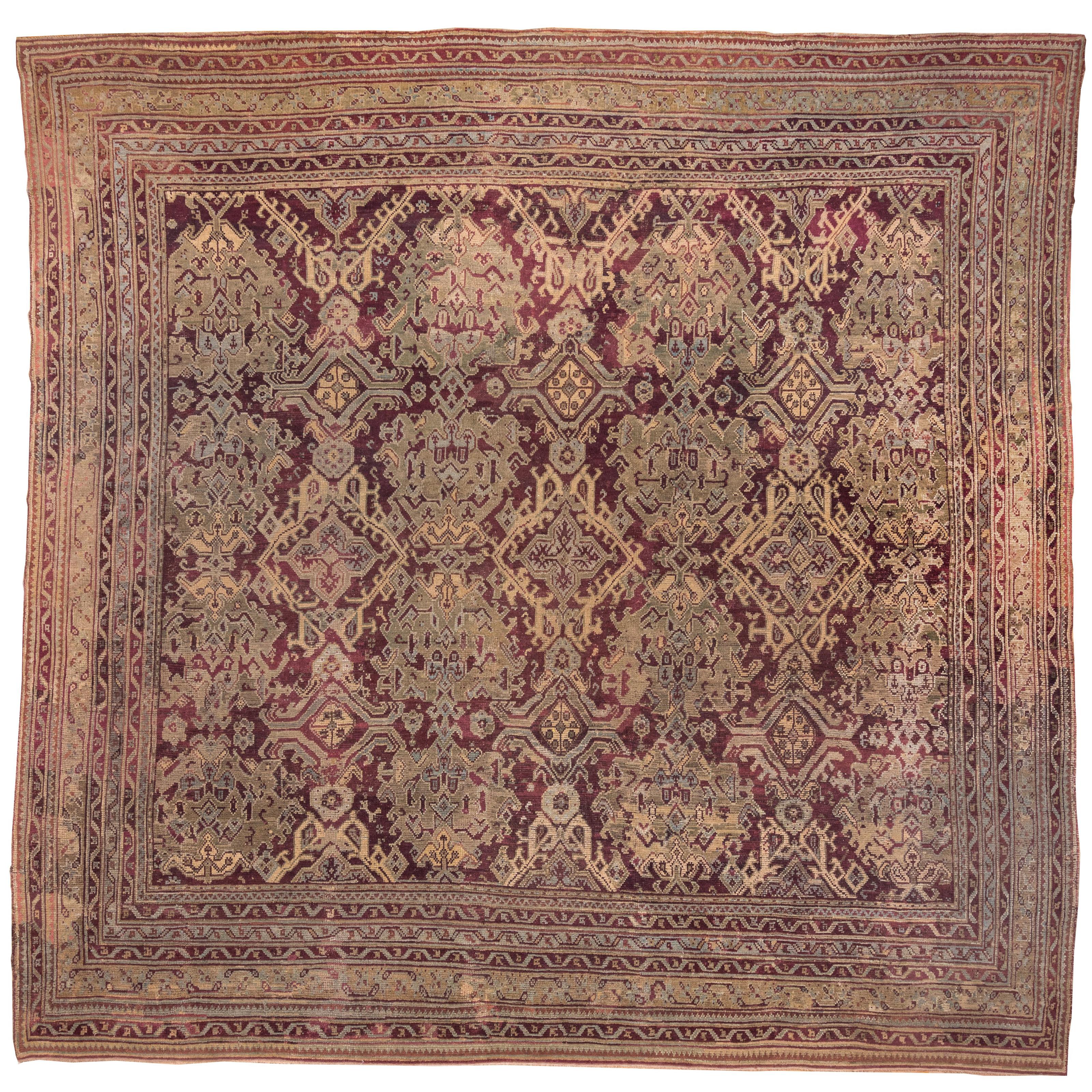 Antique Turkish Oushak Carpet, circa 1900s