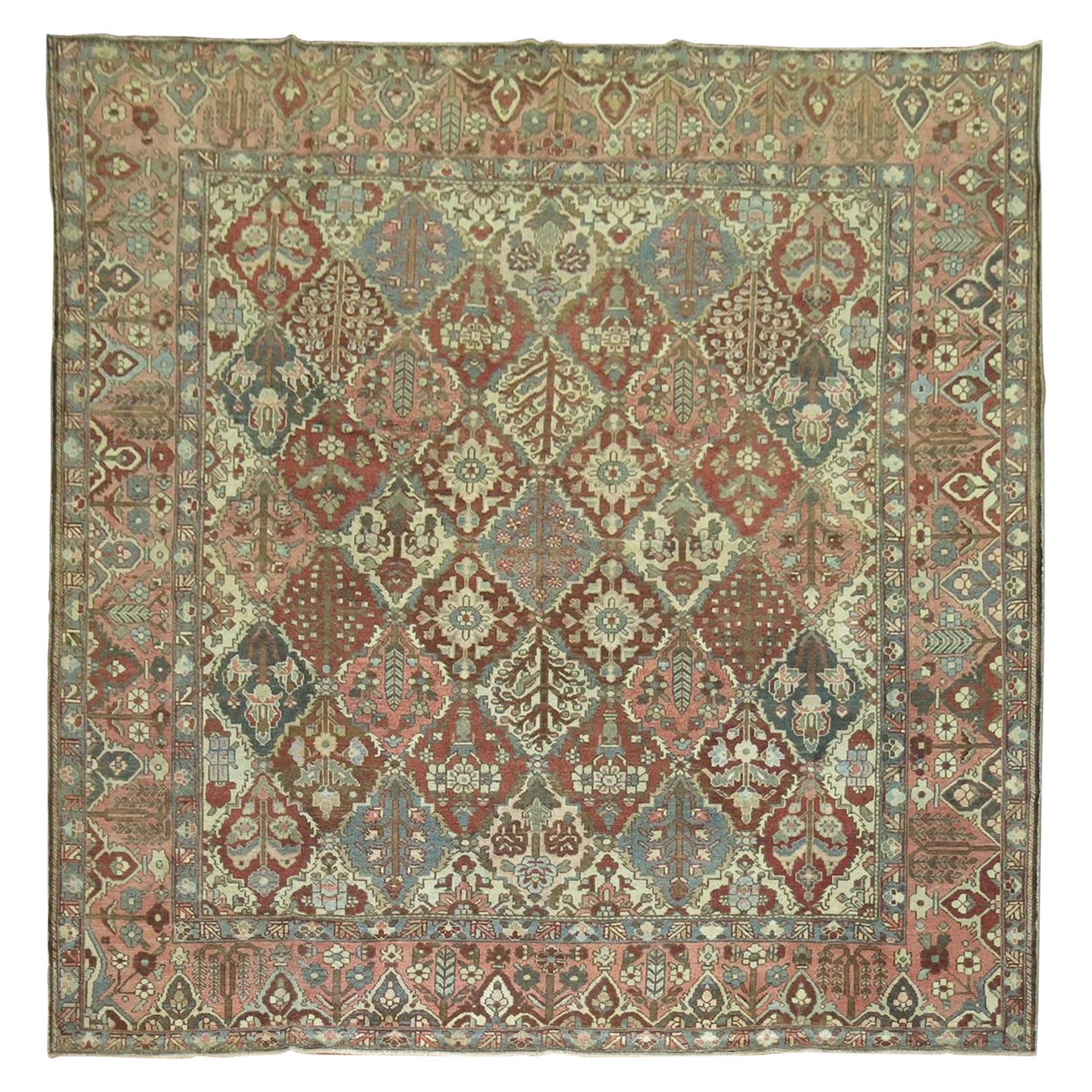 Antique Square Persian Bakhtiari Rug For Sale