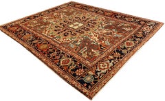 Antique Square Persian Serab Rug, circa 1900, 5' x 5'1