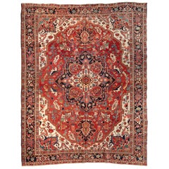 Antique Square Persian Serapi Rug 9.10 x 11.11 ft