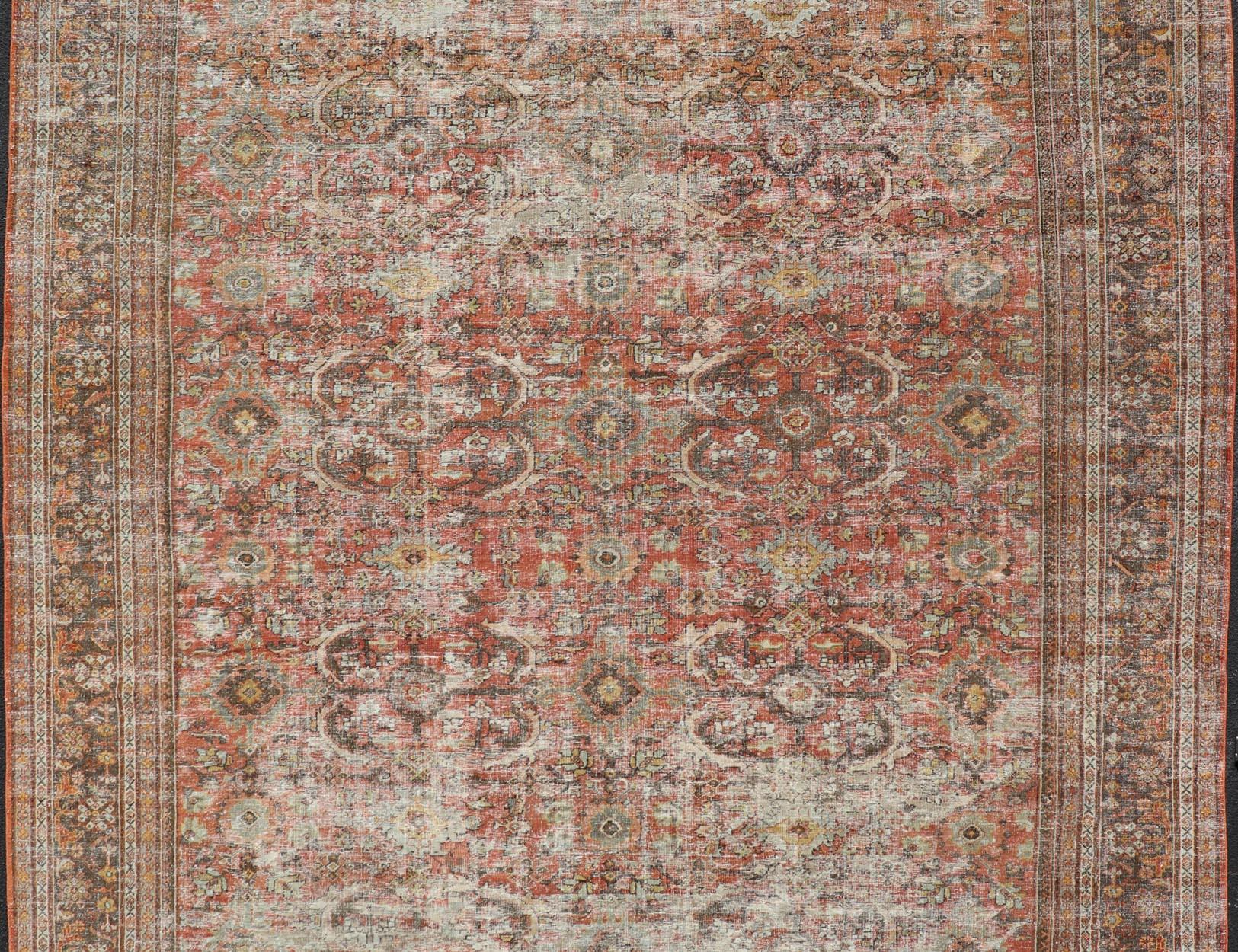 Antico Mahal persiano quadrato Sultanabad con design floreale 11'0 x 12'6 in vendita 3